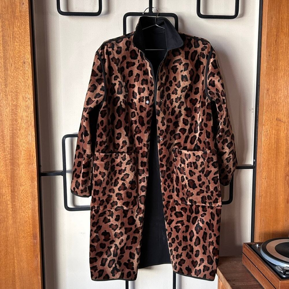 Drizzle Reversible Vintage Raincoat - Leopard Faux Fur & Black Trench